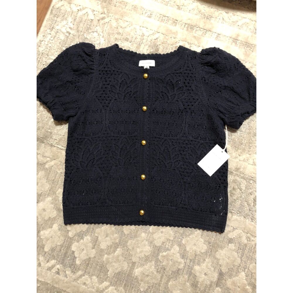 Woman's Knit Navy Short Sleeve Cardigan Size Medium